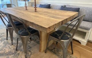 oak reclaimed table with slab legs